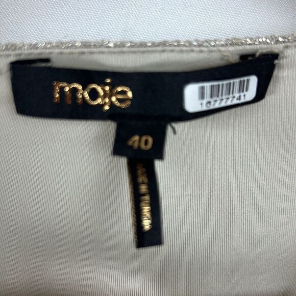 Maje Gold lame wrap top event dress size 40 (Large)  Repaired - Picture 12 of 15